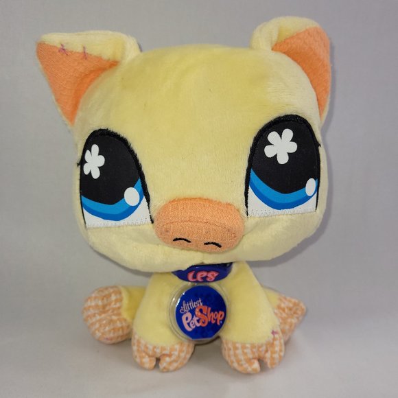 Littlest Pet Shop Plush 9" Pig 2007 Yellow Stuffed LPS Beanie Toy Hasbro - Picture 1 of 1
